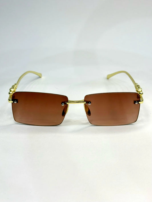 Luxury Vintage brown shade Sunglasses Leopard Rectangle Sun glasses Buy Luxury